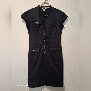 H&M Black Button-Up Dress
